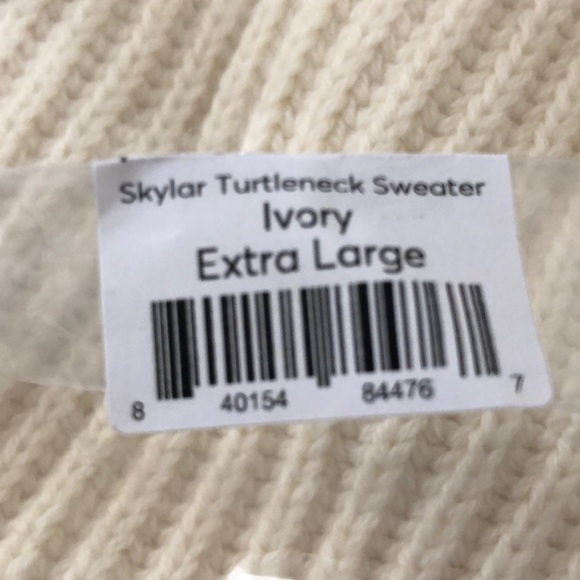 Marine Layer Skylar Sweater Knit Chevron Mock Turtleneck Pullover Ivory NWT XL - Picture 6 of 8